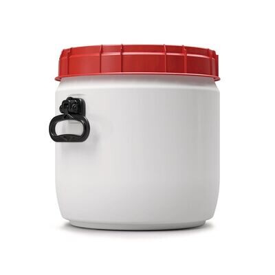 Extremely wide-neck barrel white with a red screw cap, 26 l, 1 Piece