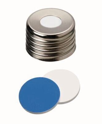 Magn. Schraubkappen m. Bohrg, Stahl,ND18, Septum Silik./PTFE UltraCl., 1,5 mm 55°, 100 Stück