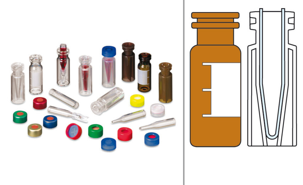 Sample vials ROTILABO® with snap-on ring ND11, Brown glass, with labelling space, 1.5 ml, 100 Piece(s)