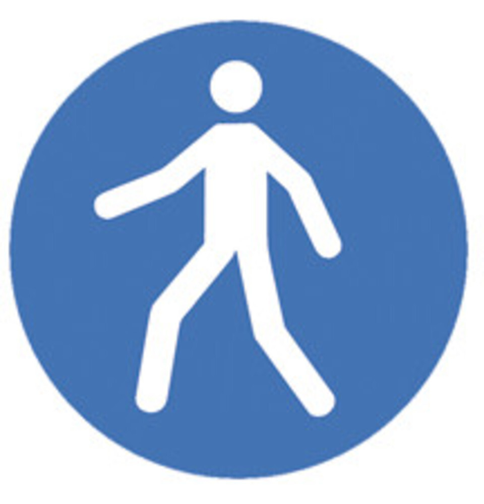 Mandatory signs in accordance with ISO 7010, Mandatory pedestrian crossing, 200 mm, 1 piece