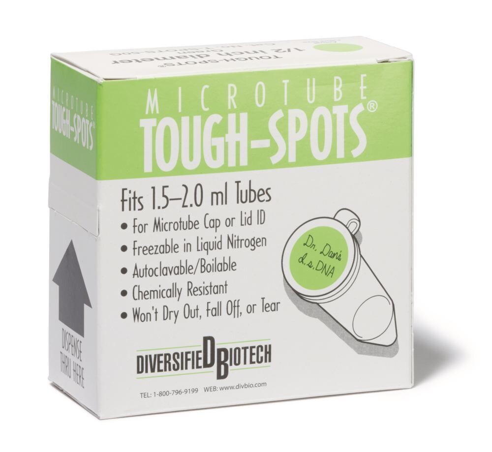 Labels Tough Spots on the roll round, green, 12.7 mm, Gesch. for, 1.5/2 ml vials, 1 Roll