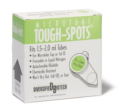Etiketten Tough Spots auf der Rolle rund, grün, 12,7 mm, Gesch. für 1,5/2-ml-Fläschchen, 1 Rolle