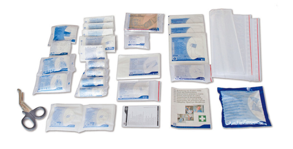 First aid refill pack Complete dressing material filling, according to DIN 13169, 1 Set