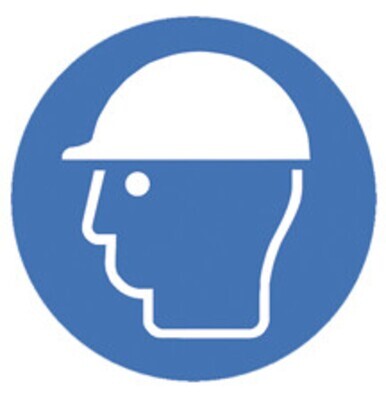Panneaux obligatoires selon ISO 7010, Protection de la tête obligatoire, 100 mm, 1 pièce