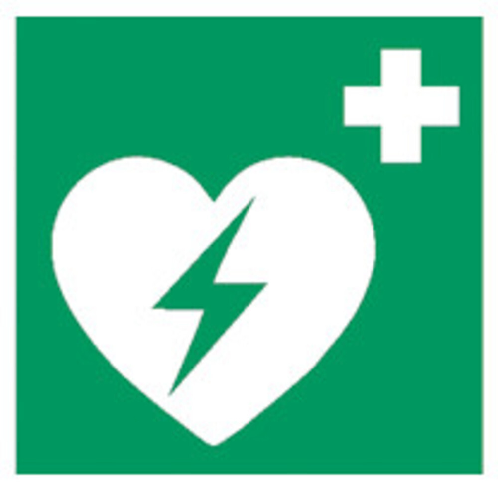 First aid and rescue signs according to ISO 7010 Adhesive film, Defibrillator, 200 x 200 mm, 1 piece