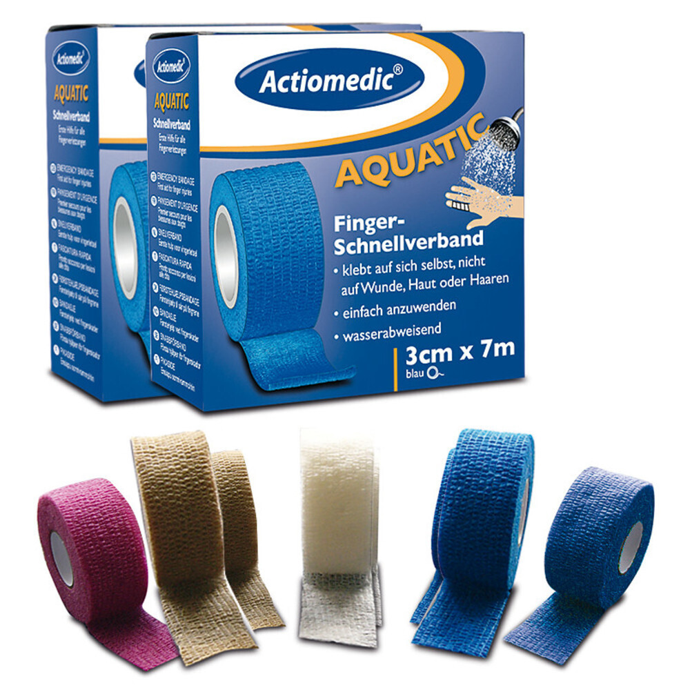 Quick bandage Actiomedic® AQUATIC Roll size, 3 cm x 7 m, blue, 4 pieces