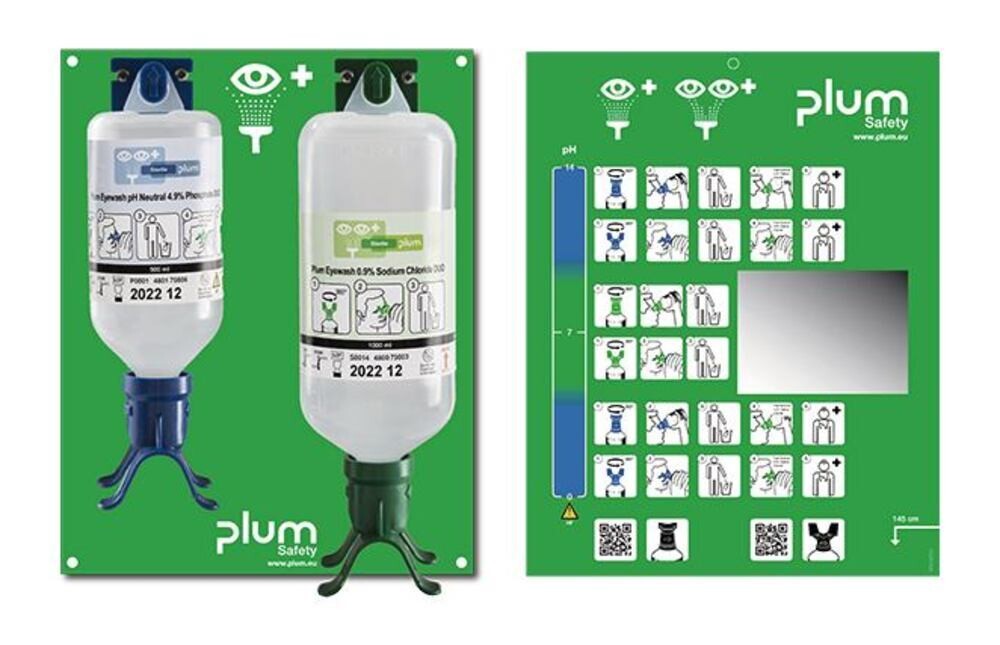 Eyewash station DUO Wall holder with 2 DUO bottles, 1 piece