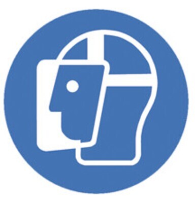 Panneaux obligatoires selon ISO 7010, Protection du visage obligatoire, 100 mm, 1 pièce