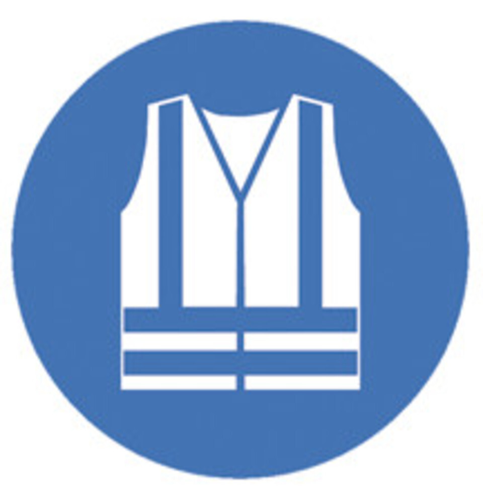 Panneaux obligatoires selon ISO 7010, Veste de sécurité obligatoire, 100 mm, 1 pièce