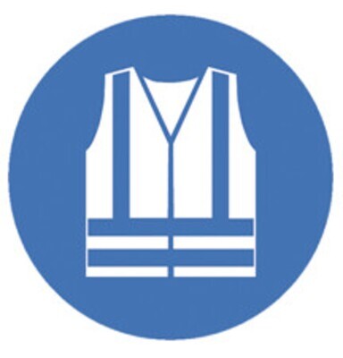 Señales de obligación según ISO 7010, chaleco de seguridad obligatorio, 100 mm, 1 pieza