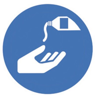 Mandatory signs in accordance with ISO 7010, Skin protection cream mandatory, 100 mm, 1 piece