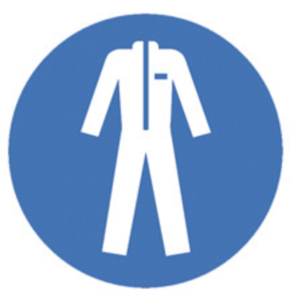 Mandatory signs in accordance with ISO 7010, Protective clothing required, 100 mm, 1 piece