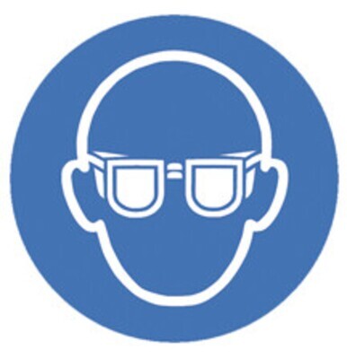 Mandatory signs in accordance with ISO 7010, Eye protection mandatory, 100 mm, 1 piece