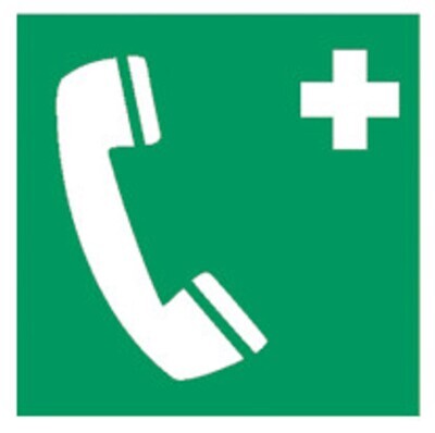Erste-Hilfe- und Rettungszeichen nach ISO 7010 Klebefolie, Notruftelefon, 200 x 200 mm, 1 Stück