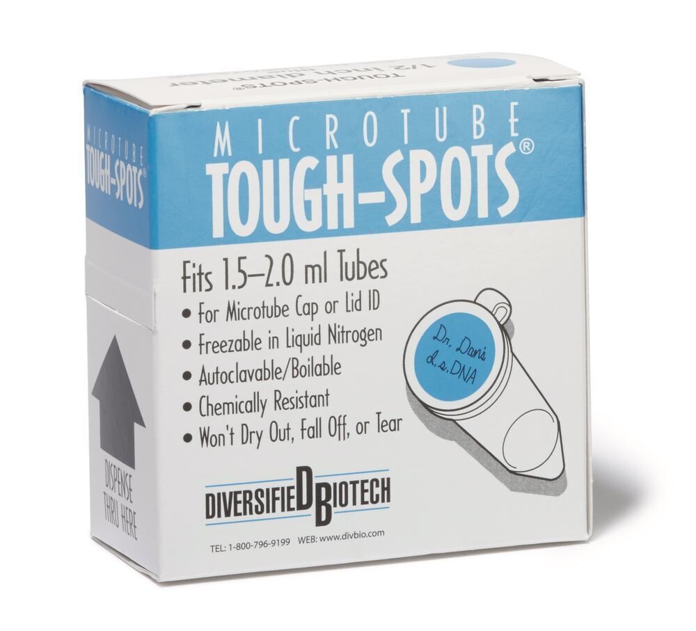 Labels Tough Spots on the roll round, blue, 12.7 mm, Gesch. for, 1.5/2 ml vials, 1 Roll