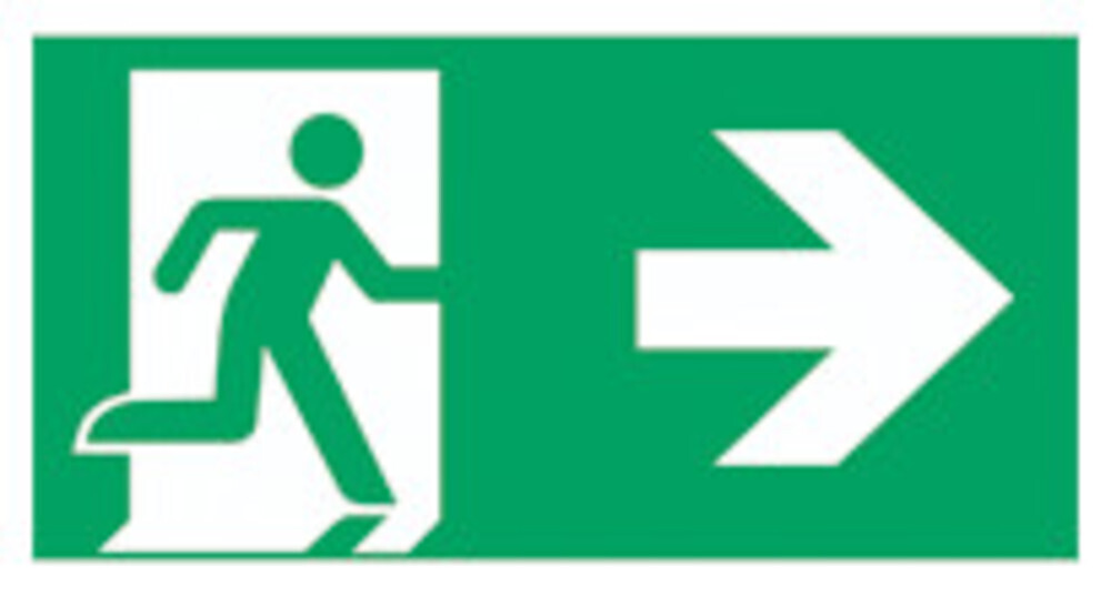 Segnaletica di pronto soccorso e salvataggio secondo ISO 7010 Pellicola adesiva, Via di fuga a destra, 200 x 400 mm, 1 pezzo