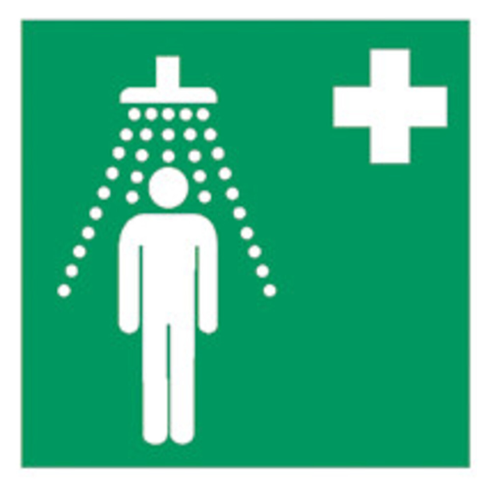 Segnaletica di pronto soccorso e salvataggio secondo ISO 7010 Pellicola adesiva, Doccia di emergenza per il corpo, 200 x 200 mm, 1 pezzo