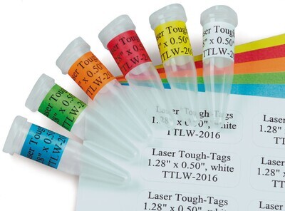 Labels Tough Tags for laser printer square, white, 33 x 13 mm, Gesch. for, 1.5/2 ml vials, 25 pieces