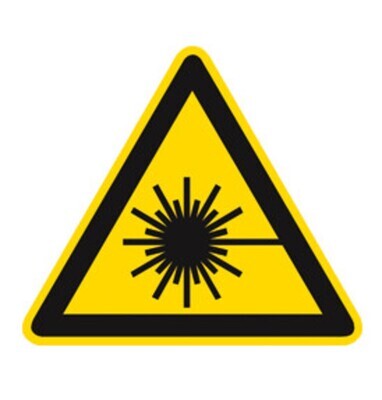 Symbole d&#39;avertissement selon ISO 7010 Étiquette individuelle, Faisceau laser, Longueur de côté 200 mm, 1 pièce