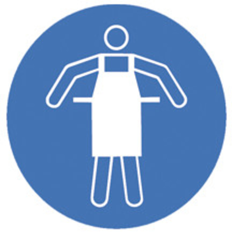 Mandatory signs in accordance with ISO 7010, Protective apron required, 100 mm, 1 piece