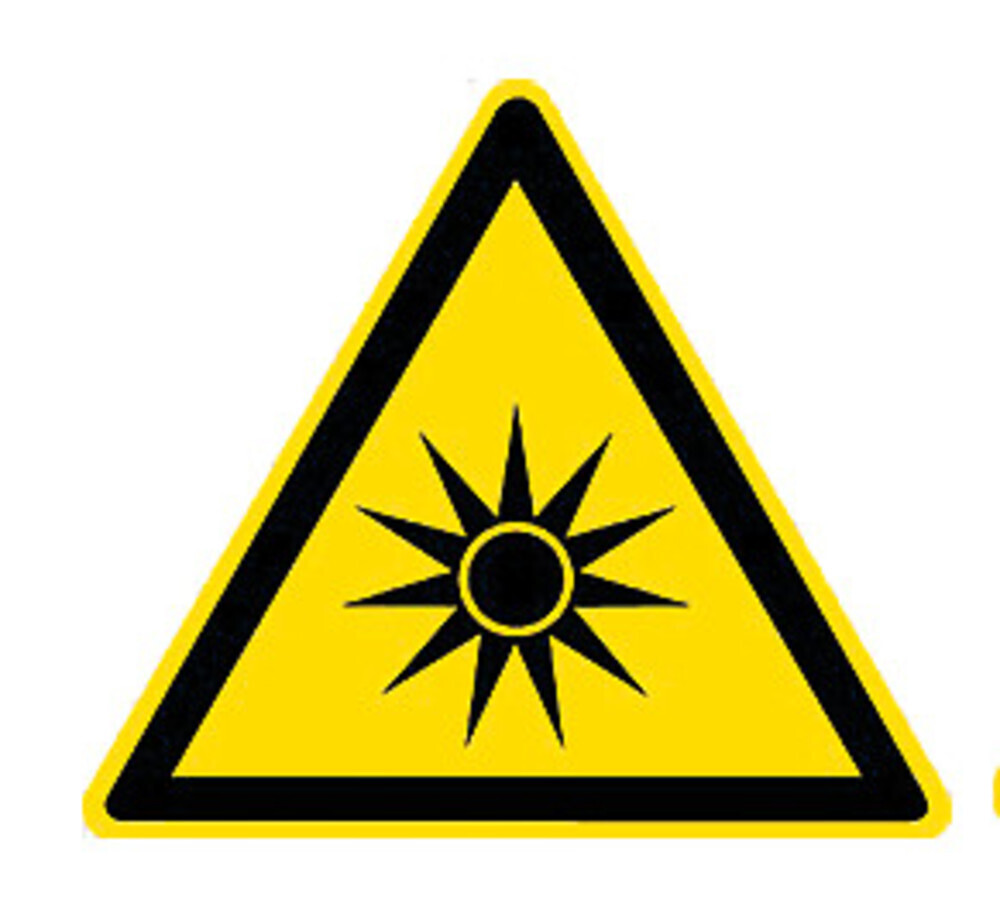 Warning symbol according to ISO 7010 Individual label, Optical radiation, Side length 100 mm, 1 piece