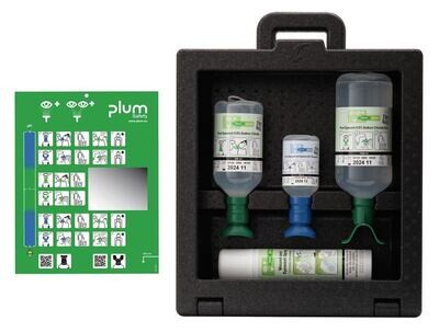 Stazione lavaocchi Plum iBox 3 con 3 flaconi lavaocchi e spray per ferite e occhi, 1 pezzo
