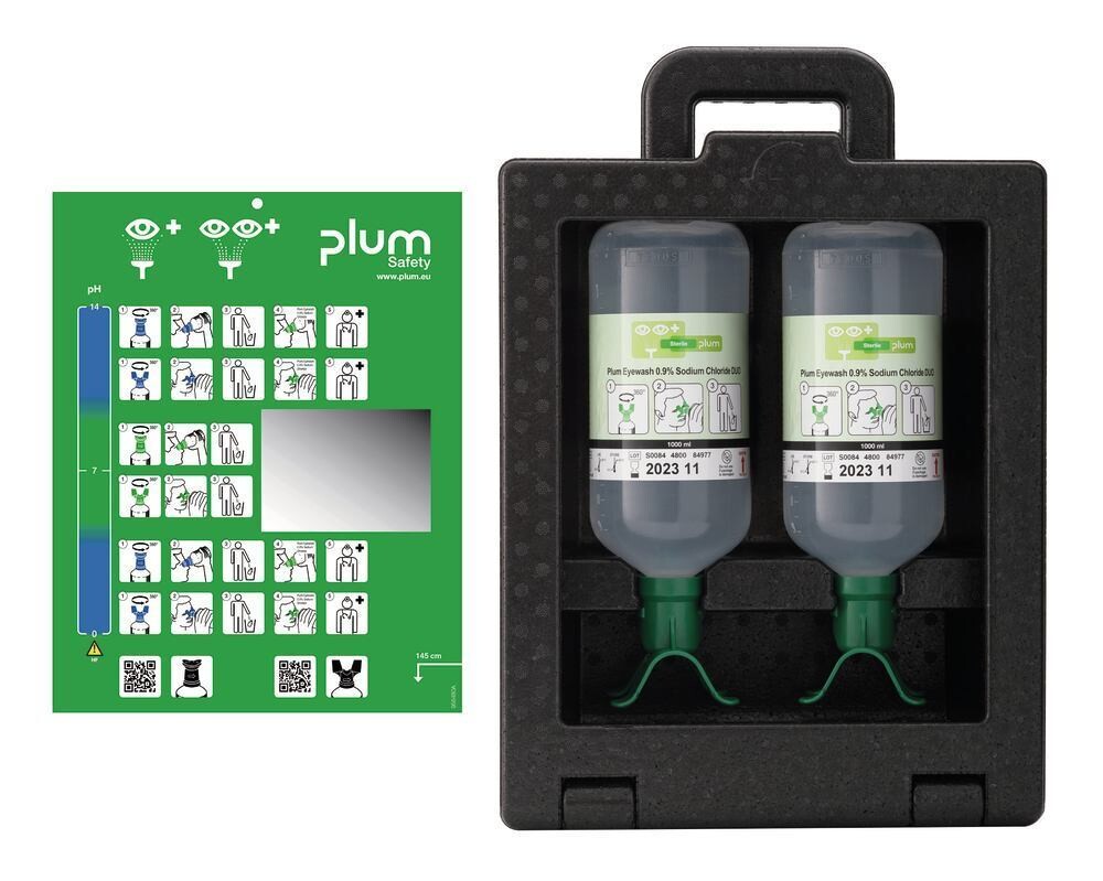 Eyewash station Plum iBox 2 with 2 x DUO eyewash 1000 ml, 1 piece