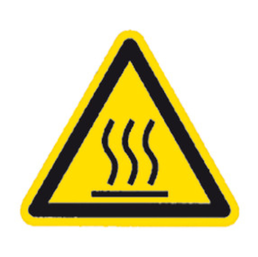 Warning symbol according to ISO 7010 Individual label, Hot surface, Side length 100 mm, 1 piece