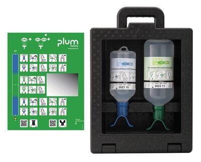 Stazione per il lavaggio degli occhi Plum iBox 2 con 1 x DUO per il lavaggio degli occhi da 1000 ml e 1 x DUO-pH Neutral 500 ml, 1 pezzo