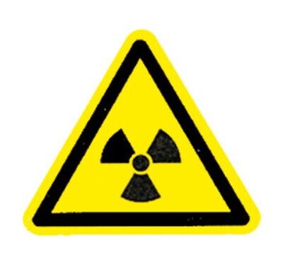 Warnsymbol nach ISO 7010 auf dem Blatt, Radioaktive Stoffe oder ionisierende Strahlung, Seitenlänge 50 mm, 1 Stück