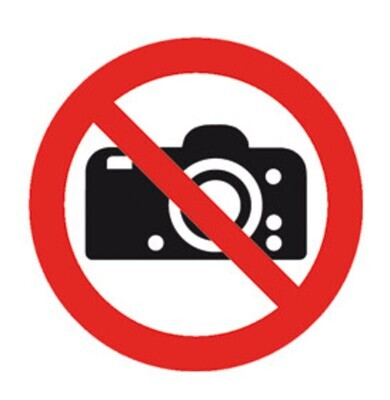 Prohibition signs according to ISO 7010 Adhesive film, Camera prohibited, 200 mm, 1 piece