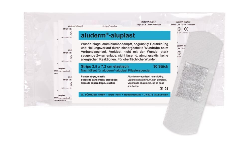 Refill pack of aluderm® plaster, Strip 72 x 25 mm, 30 pieces