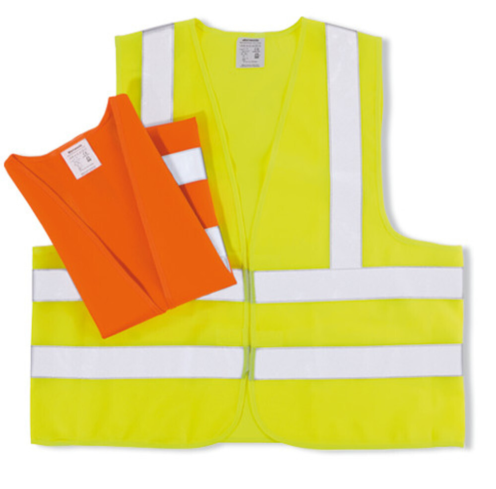 Warning vests two reflective stripes and stripes on the shoulder, orange, 1 piece