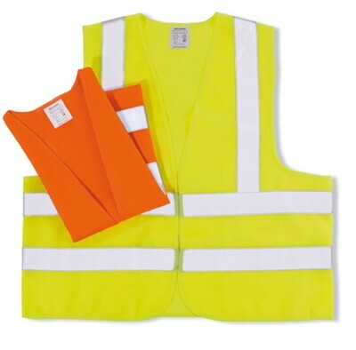 Warning vests two reflective stripes and stripes on the shoulder, orange, 1 piece
