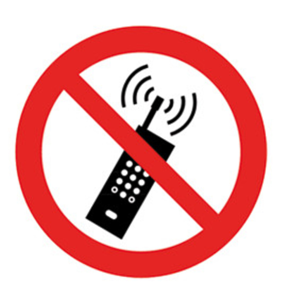 Prohibition signs in accordance with ISO 7010 Adhesive film, Mobile prohibited, 200 mm, 1 piece