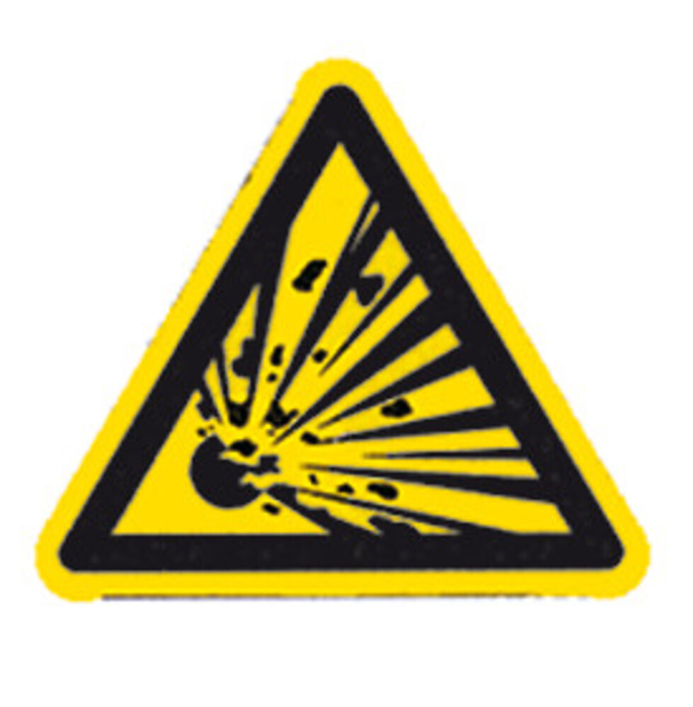 Warning symbol according to ISO 7010 Individual label, Explosive substances, Side length 200 mm, 1 piece