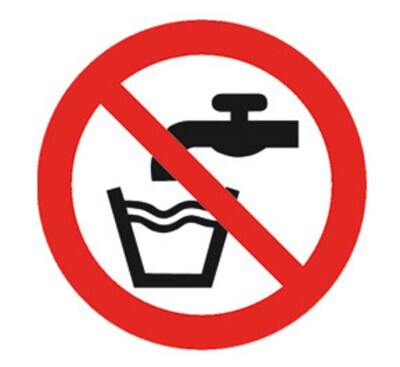 Prohibition signs in accordance with ISO 7010 Adhesive film, No drinking water, 100 mm, 1 piece
