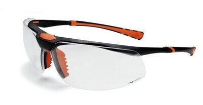 Safety glasses 5X3, colorless, black, orange, 1 piece