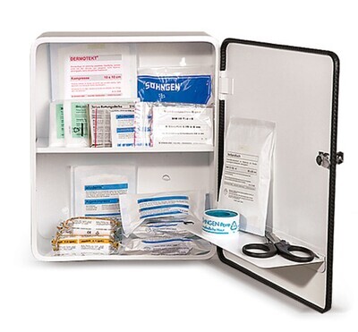 First aid cabinet with filling, according to DIN 13169, 402 x 112 x 462 mm, 1 piece