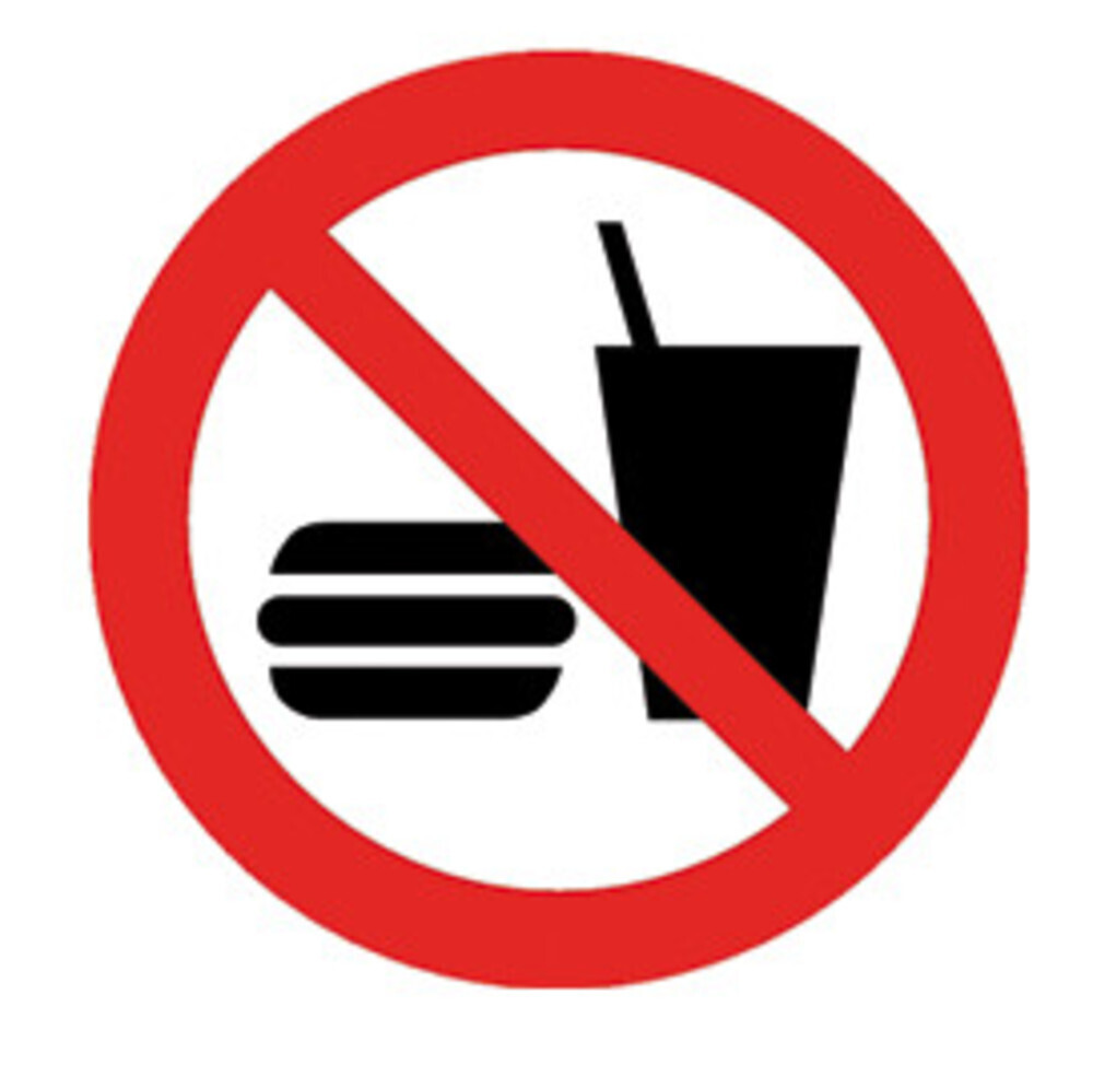 Prohibition signs in accordance with ISO 7010 Adhesive film, Food and drink prohibited, 200 mm, 1 piece