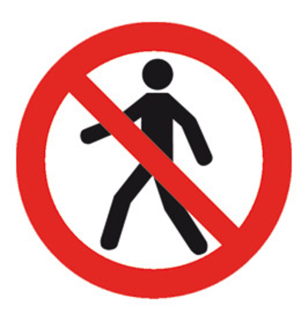 Prohibition signs according to ISO 7010 Adhesive film, Pedestrian prohibited, 200 mm, 1 piece