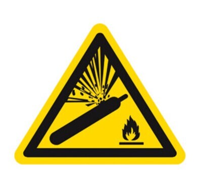 Warning symbol according to ISO 7010 Individual label, Gas cylinder, Side length 100 mm, 1 piece