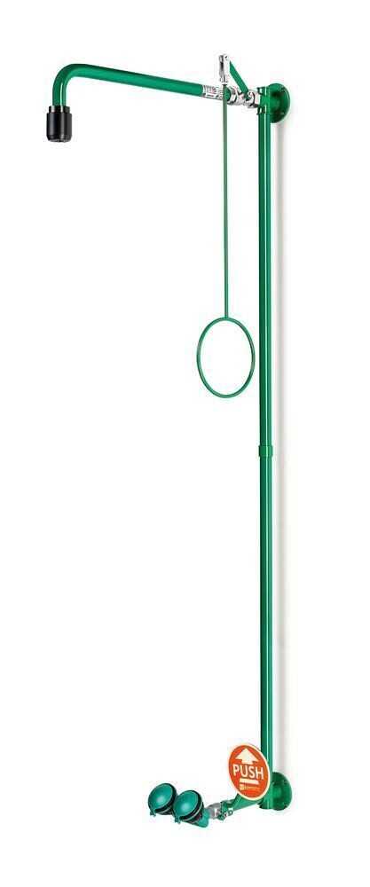 Combination emergency shower Splash shower and eye shower with 2 shower heads, 1 piece