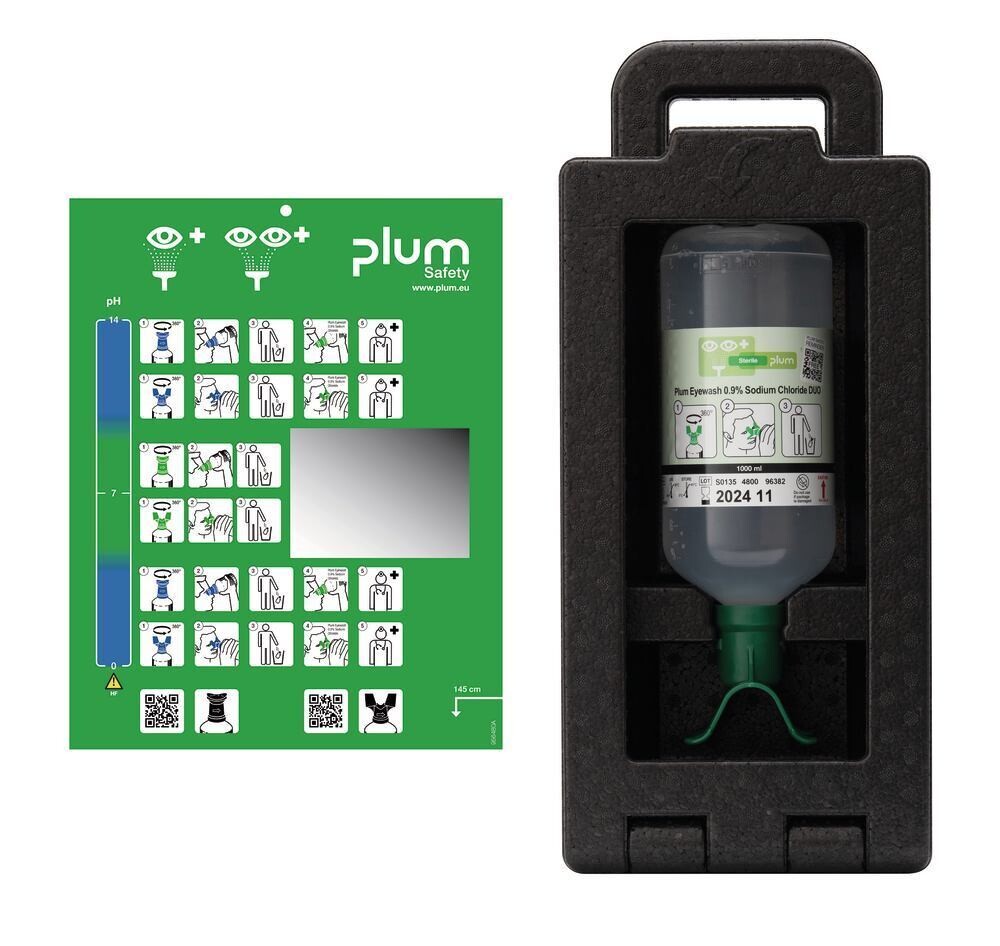 Eyewash station Plum iBox 1 with 1 x DUO eyewash 1000 ml, 1 piece