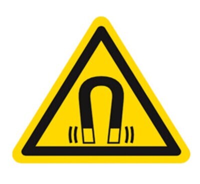 Warning symbol according to ISO 7010 Individual label, Magnetic field, Side length 100 mm, 1 piece