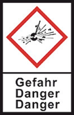 Etichetta GHS per sostanze pericolose L 30 x L 22 mm, Bomba esplosiva/Pericolo, 1 rotolo