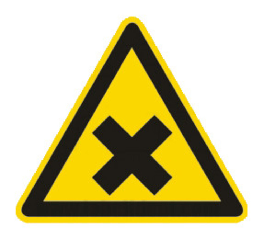 Warning symbol Individual label tested in practice, Substances harmful or irritating to health, Side length 200 mm, 1 piece
