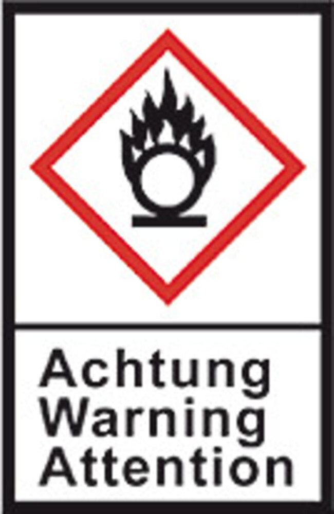 GHS hazardous substances label L 40 x W 27 mm, Flame above circle/warning, 1 Roll