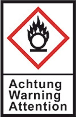 GHS-Gefahrstoffetikett L 40 x B 27 mm, Flamme über Kreis/Warnung, 1 Rolle