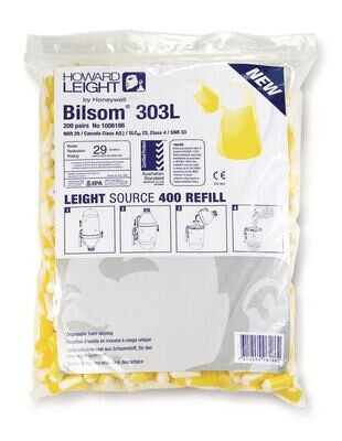 Tappi auricolari monouso Bilsom 303L confezione di ricarica per dispenser a parete, 200 paia